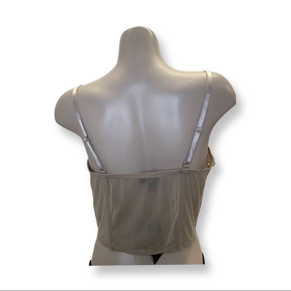 Say What Beige Bustier Padded Cups Crop Top - Picture 3 of 4